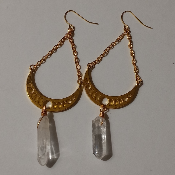 Phase of the moon crystal drop earrings - Picture 4 of 7